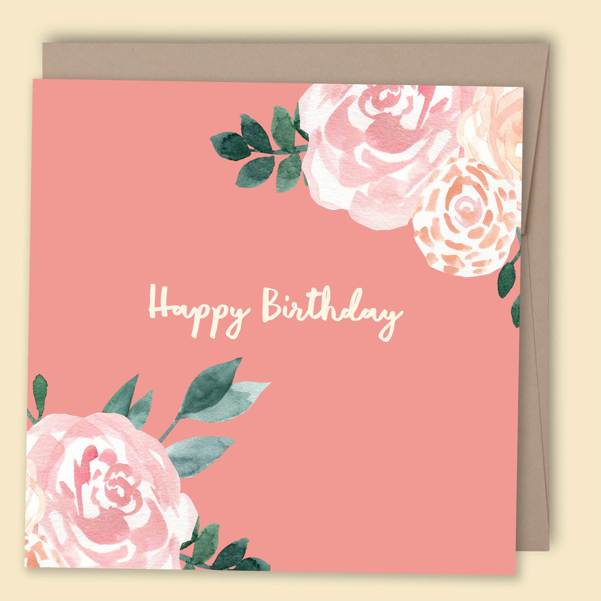 Happy Birthday Peach Floral Card – Papernest Cards